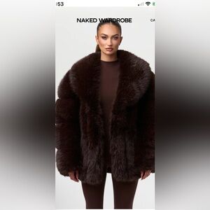 Naked Wardrobe Dark Brown Teddy Jacket